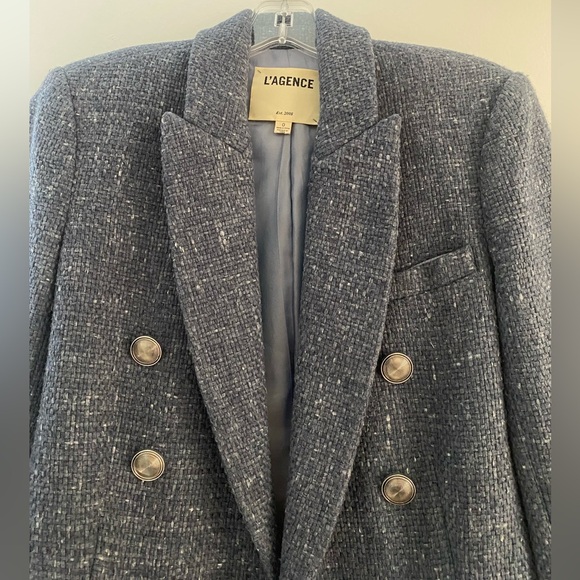 L’Agence Kenzie Double Breasted Blazer - Blue Bird Melange - Size 0 - Picture 6 of 12